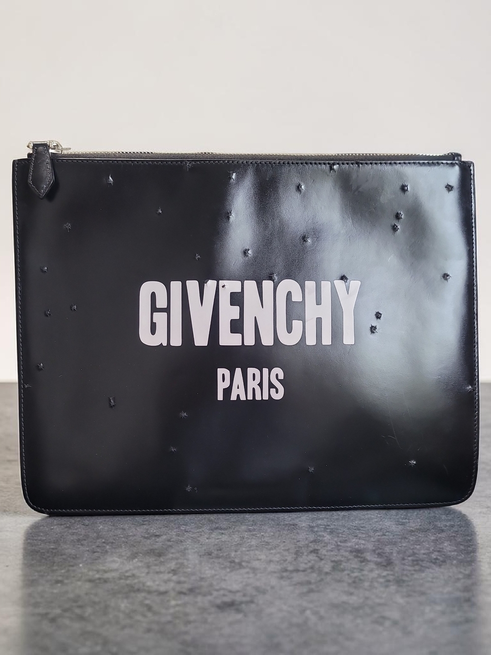 Givenchy Paris Logo Printed Distressed Clutch Pouch Authentic